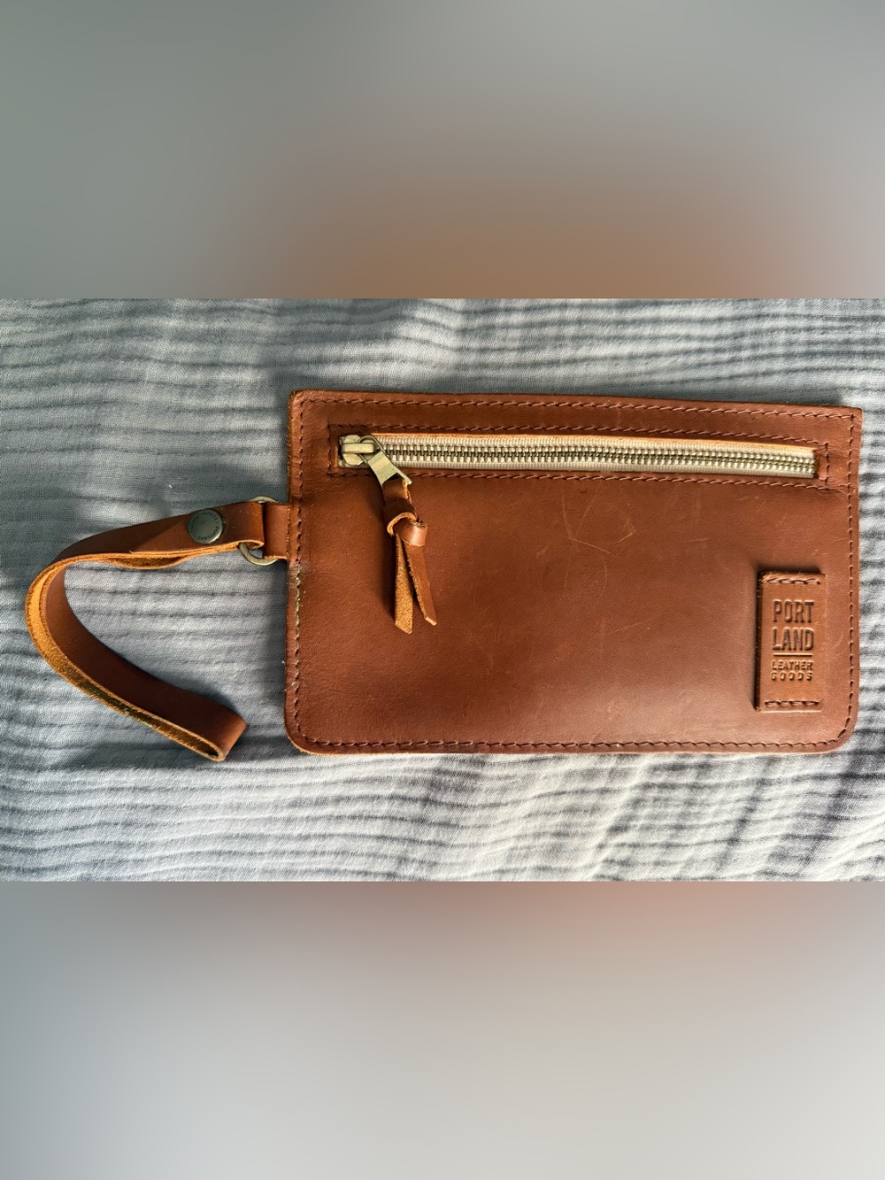 Portland Leather Adriana Wristlet Leather Pouch Honey Brown